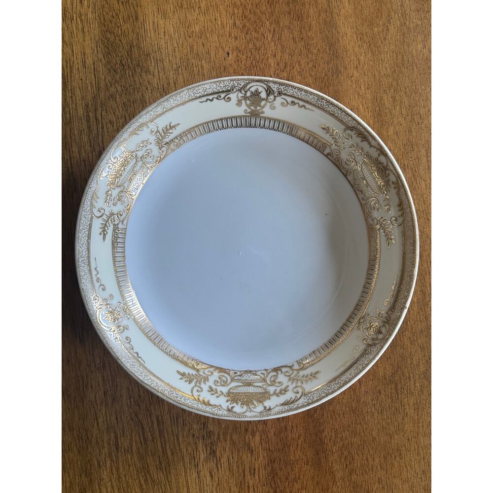 Noritake Fleurgold Rimmed Soup Bowl Gold Trim Hand Painted Japan Vintage